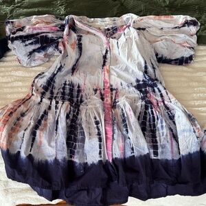 Bohemian Tie-Dye Puff Sleeve dress